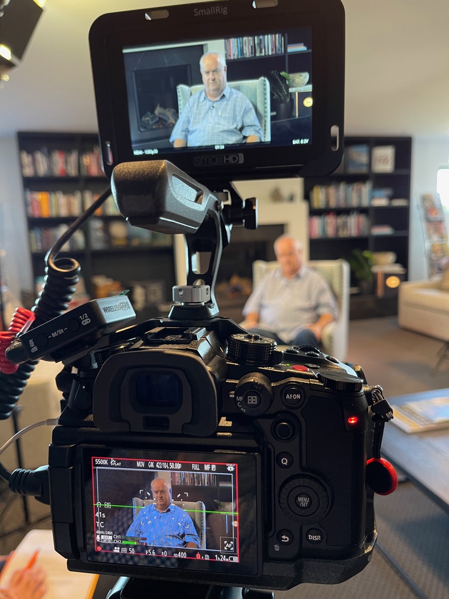Filming a client testimonial